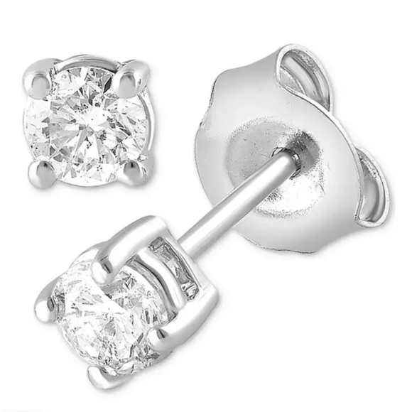 None Jewelry - Moissanite Silver Crystal Stud Earrings